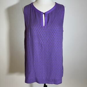 Liz Claiborne Purple Sleeveless Keyhole Neck Tank Top Blouse Womens Size Medium